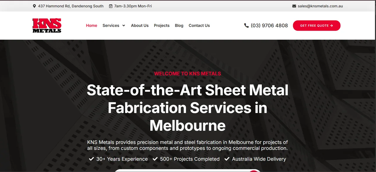 KNS Metal Solutions website